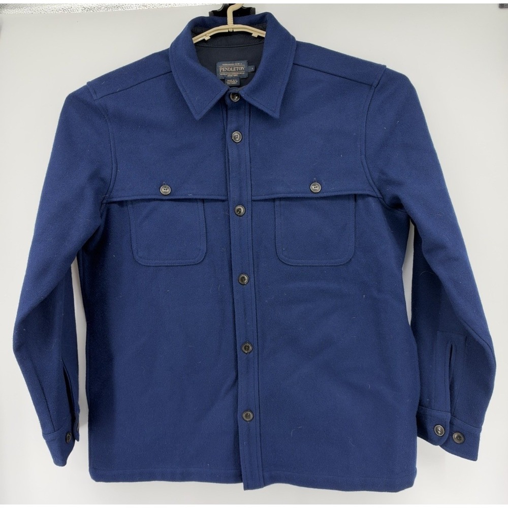 Pendleton 100% Virgin Wool CPO Style Button Down Jacket Blue Men's Large